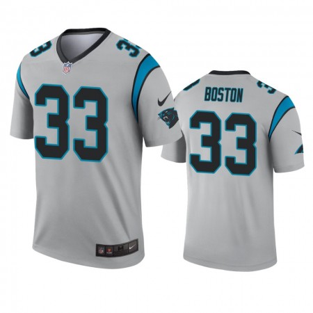 Maillot Homme Carolina Panthers Tre Boston 33 Silver Inverted Legend